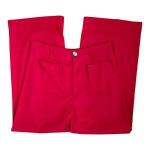 Anthropologie Maeve Pants Wide Leg Red Crop Linen Blend Collette (29)
